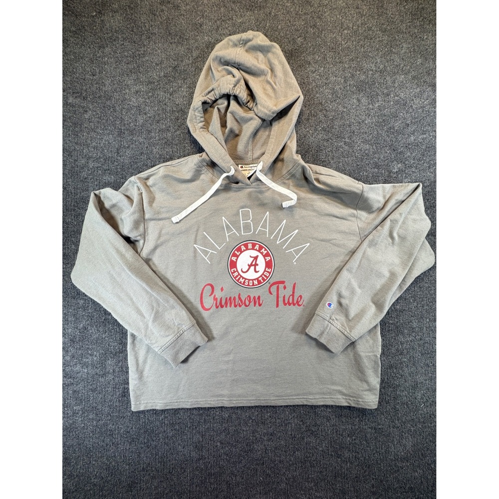 Champion Alabama Crimson Tide Hoodie Gray Taupe Graphic Pullover Large 1122